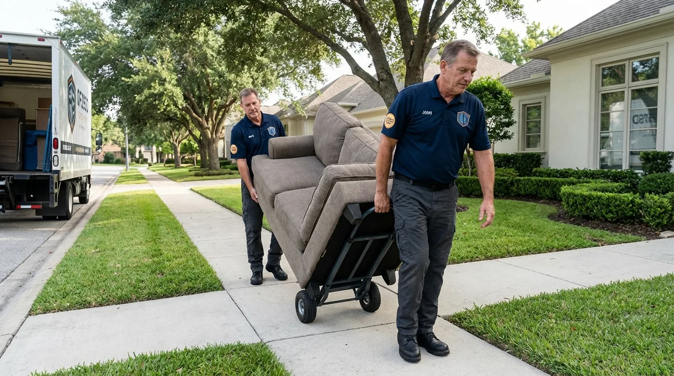 Local residential moving crew loading furniture in New Boston, NH